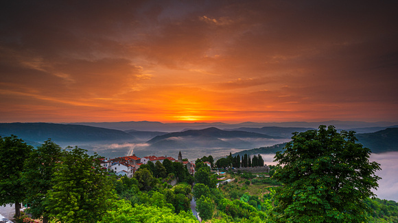 Motovun Croatia at Daybreak
