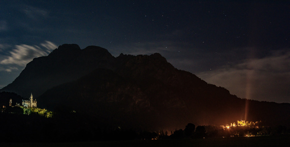 Neuschwanstein and Hohenschwangau Castles at Night