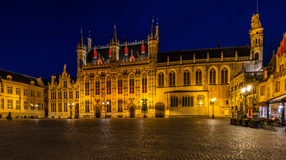 Burg Square and City Hall at Night - Bruges
