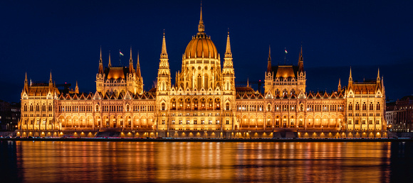 Parliament Building and the Danube River at Dusk