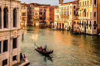 Gondola in Grand Canal from Rialto Bridge
