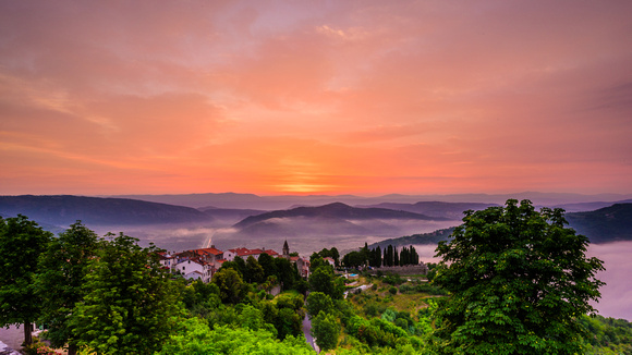 View from Motovun Wall at Sunrise