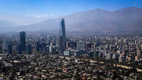Grand Torre Santiago and Santiago Skyline from San Cristobal Hill