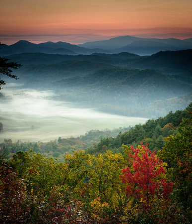 Smoky Mountains Sunrise off Foothills Parkway - Great Smoky Mountains National Park - Tennessee