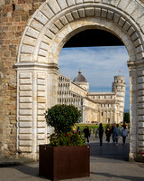 Pisa Cathedral and the Leaning Tower of Pisa from the Porta Santa Maria Gate