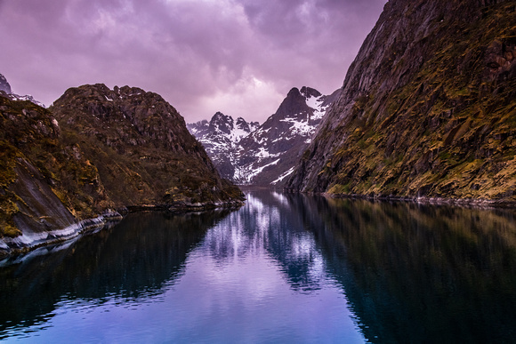 Trollfjord at Dusk in the Municipality of Vagan