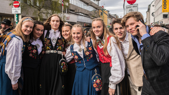 Traditional Norwegian Outfits celebrating Constitution Day in Tromso