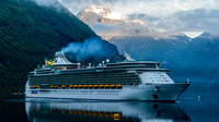 6,000 Passenger Cruise Ship Turning around in Geirangerfjord