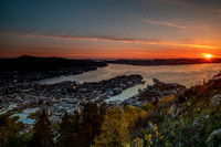 Bergen at Sunset from top of Mount Floyen